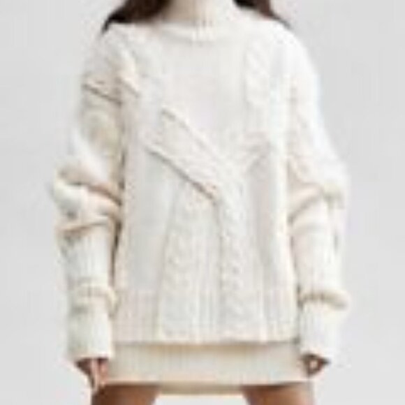 ZARA ECRU OVERSIZED CABLE-KNIT SWEATER JUMPER Size S - Picture 14 of 16